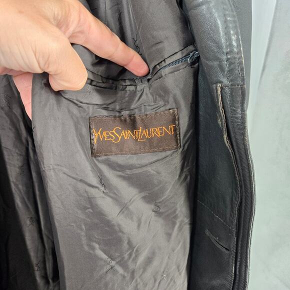 YVES Saint Laurent Ventage Lambskin Nappa Leather Thrashed Distressed Trench - Picture 11 of 16